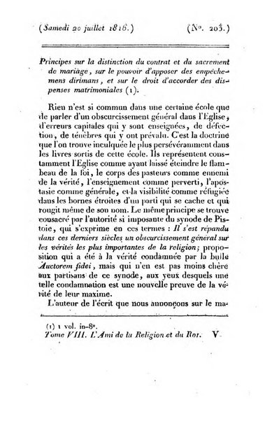 L'ami de la religion et du roi journal ecclesiastique, politique et litteraire