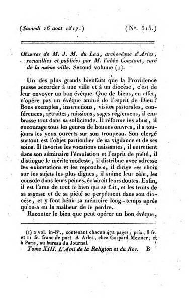 L'ami de la religion et du roi journal ecclesiastique, politique et litteraire