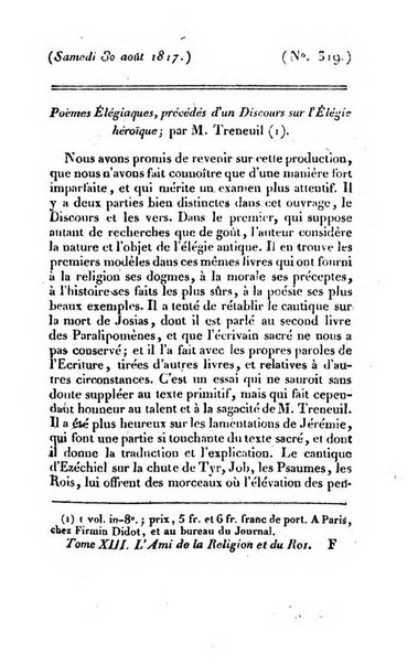 L'ami de la religion et du roi journal ecclesiastique, politique et litteraire