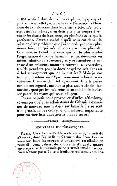 L'ami de la religion et du roi journal ecclesiastique, politique et litteraire