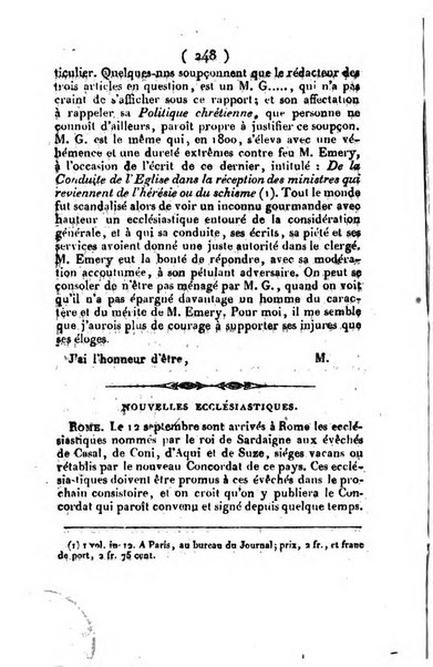 L'ami de la religion et du roi journal ecclesiastique, politique et litteraire