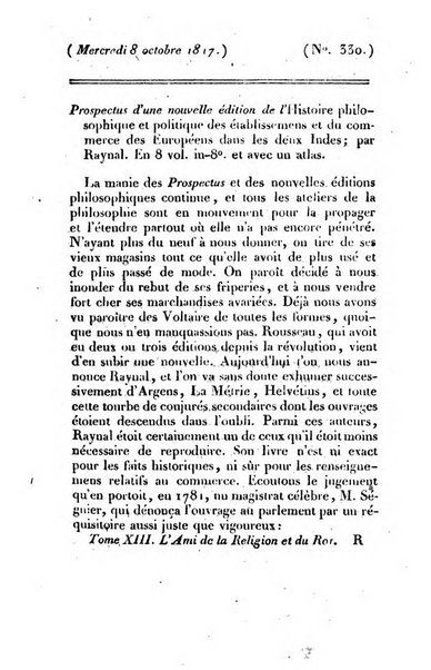 L'ami de la religion et du roi journal ecclesiastique, politique et litteraire