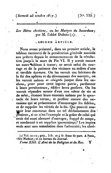 L'ami de la religion et du roi journal ecclesiastique, politique et litteraire