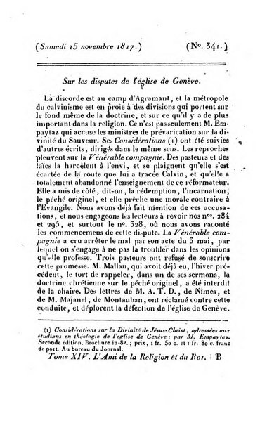 L'ami de la religion et du roi journal ecclesiastique, politique et litteraire