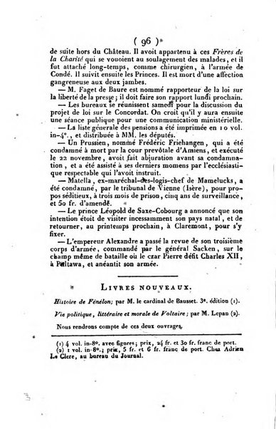 L'ami de la religion et du roi journal ecclesiastique, politique et litteraire