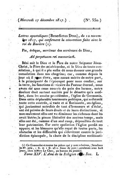 L'ami de la religion et du roi journal ecclesiastique, politique et litteraire