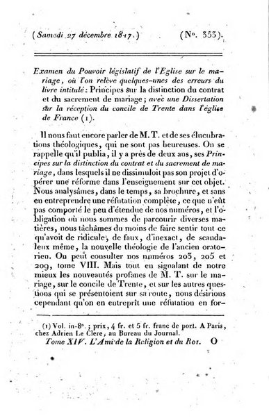 L'ami de la religion et du roi journal ecclesiastique, politique et litteraire