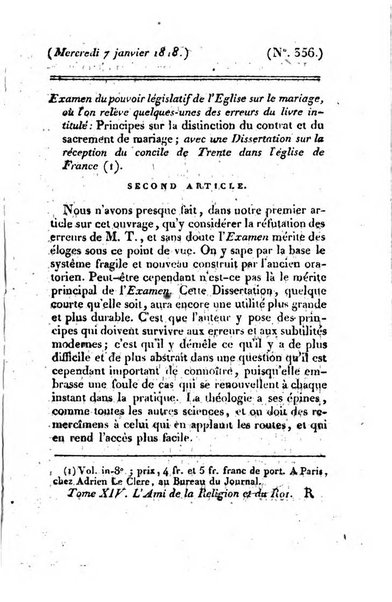 L'ami de la religion et du roi journal ecclesiastique, politique et litteraire