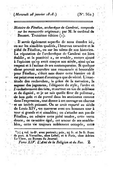 L'ami de la religion et du roi journal ecclesiastique, politique et litteraire