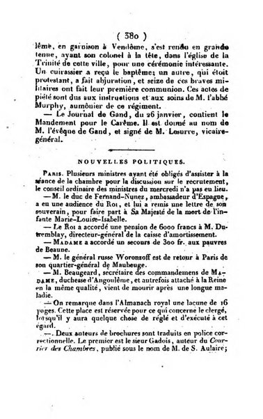 L'ami de la religion et du roi journal ecclesiastique, politique et litteraire