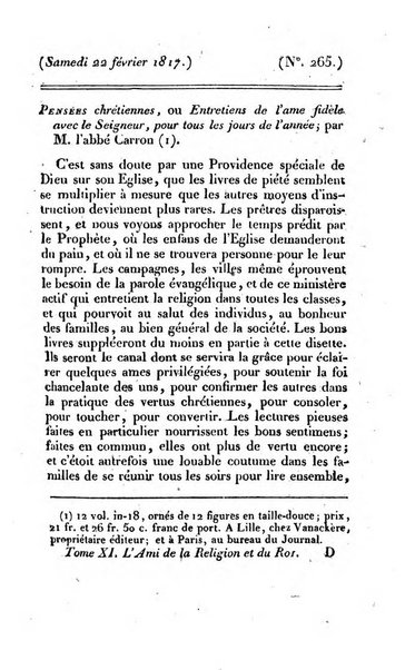 L'ami de la religion et du roi journal ecclesiastique, politique et litteraire