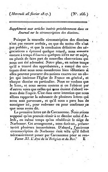 L'ami de la religion et du roi journal ecclesiastique, politique et litteraire