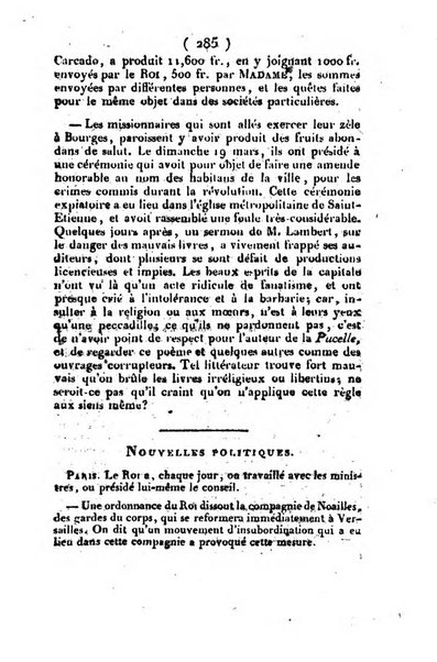 L'ami de la religion et du roi journal ecclesiastique, politique et litteraire