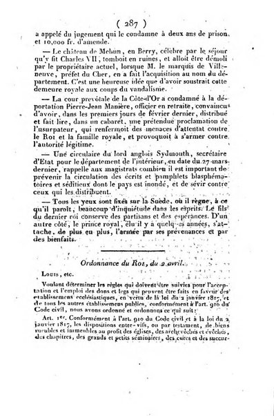 L'ami de la religion et du roi journal ecclesiastique, politique et litteraire