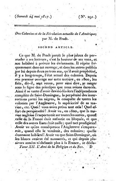 L'ami de la religion et du roi journal ecclesiastique, politique et litteraire