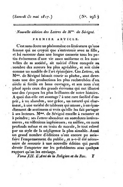 L'ami de la religion et du roi journal ecclesiastique, politique et litteraire