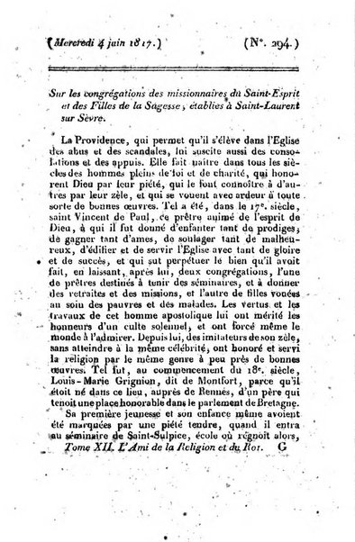 L'ami de la religion et du roi journal ecclesiastique, politique et litteraire