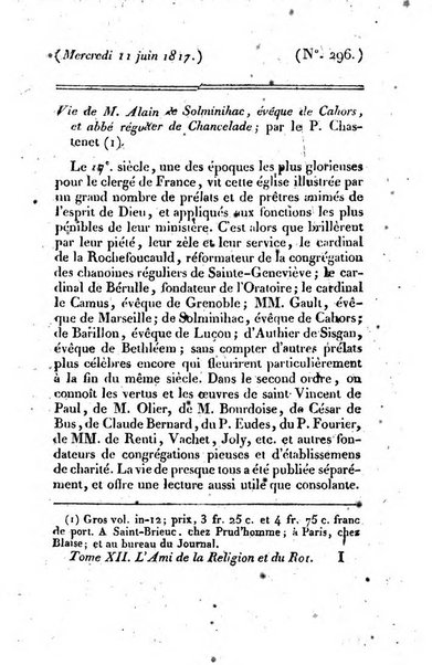 L'ami de la religion et du roi journal ecclesiastique, politique et litteraire