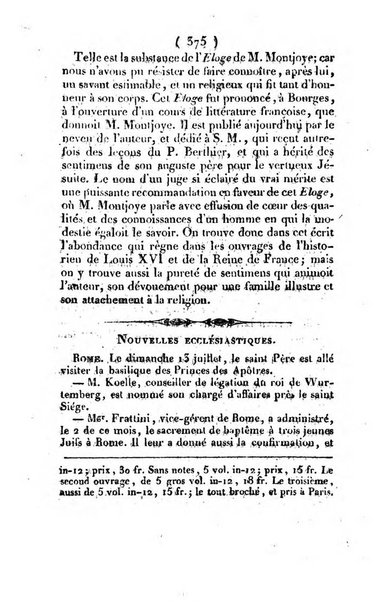 L'ami de la religion et du roi journal ecclesiastique, politique et litteraire