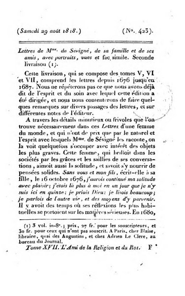 L'ami de la religion et du roi journal ecclesiastique, politique et litteraire