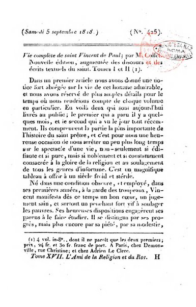 L'ami de la religion et du roi journal ecclesiastique, politique et litteraire