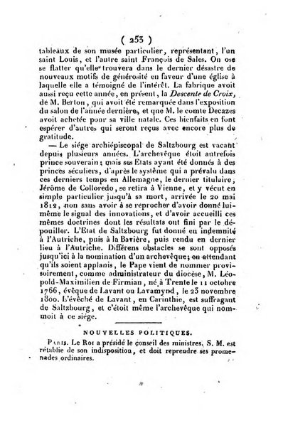 L'ami de la religion et du roi journal ecclesiastique, politique et litteraire