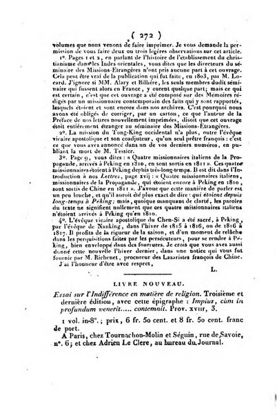 L'ami de la religion et du roi journal ecclesiastique, politique et litteraire