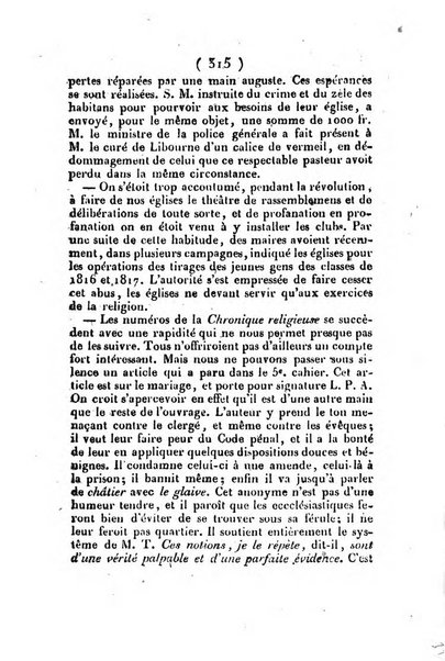 L'ami de la religion et du roi journal ecclesiastique, politique et litteraire