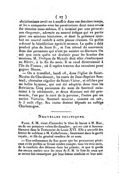 L'ami de la religion et du roi journal ecclesiastique, politique et litteraire