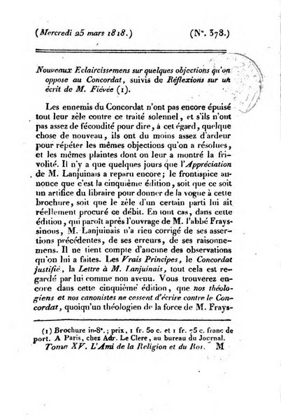 L'ami de la religion et du roi journal ecclesiastique, politique et litteraire