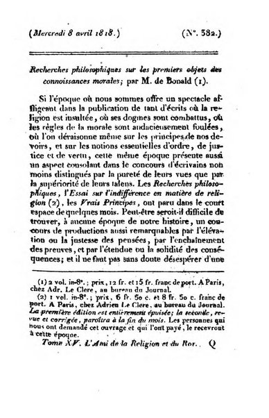 L'ami de la religion et du roi journal ecclesiastique, politique et litteraire