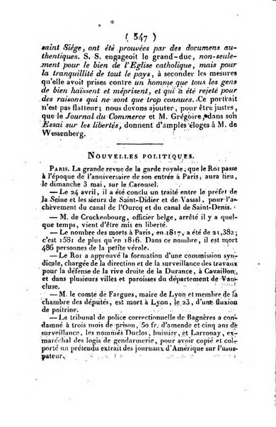 L'ami de la religion et du roi journal ecclesiastique, politique et litteraire