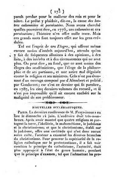 L'ami de la religion et du roi journal ecclesiastique, politique et litteraire