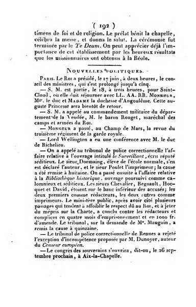 L'ami de la religion et du roi journal ecclesiastique, politique et litteraire