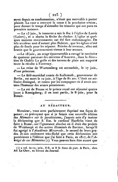 L'ami de la religion et du roi journal ecclesiastique, politique et litteraire