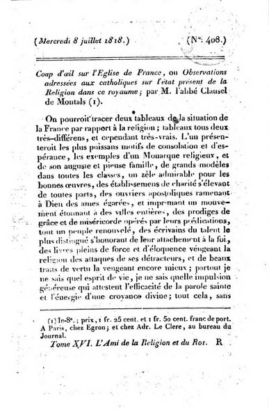 L'ami de la religion et du roi journal ecclesiastique, politique et litteraire