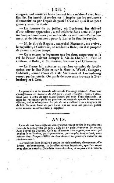 L'ami de la religion et du roi journal ecclesiastique, politique et litteraire