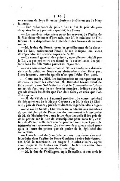 L'ami de la religion et du roi journal ecclesiastique, politique et litteraire