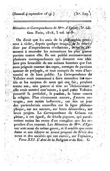 L'ami de la religion et du roi journal ecclesiastique, politique et litteraire