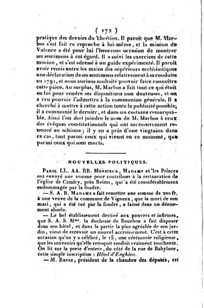 L'ami de la religion et du roi journal ecclesiastique, politique et litteraire