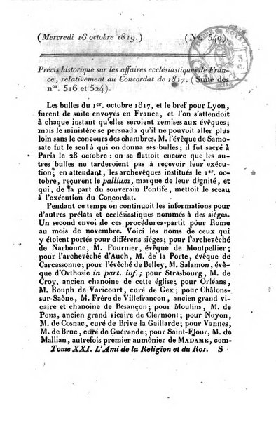 L'ami de la religion et du roi journal ecclesiastique, politique et litteraire