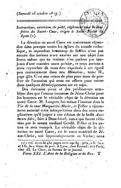 L'ami de la religion et du roi journal ecclesiastique, politique et litteraire