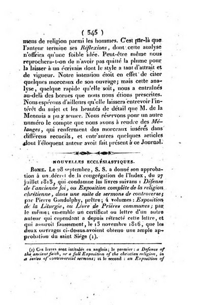 L'ami de la religion et du roi journal ecclesiastique, politique et litteraire