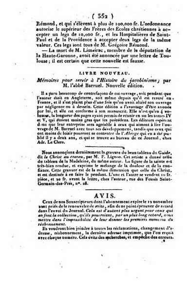 L'ami de la religion et du roi journal ecclesiastique, politique et litteraire