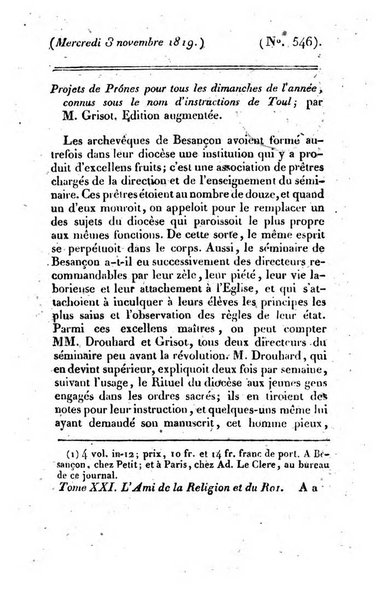 L'ami de la religion et du roi journal ecclesiastique, politique et litteraire