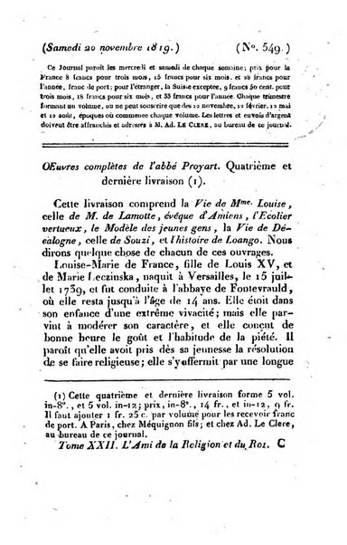 L'ami de la religion et du roi journal ecclesiastique, politique et litteraire