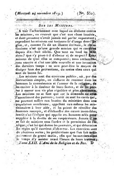 L'ami de la religion et du roi journal ecclesiastique, politique et litteraire