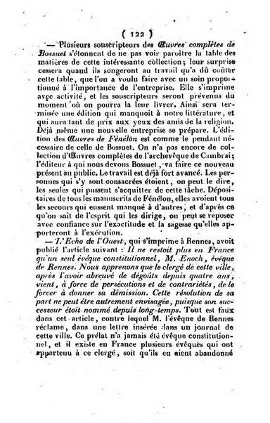 L'ami de la religion et du roi journal ecclesiastique, politique et litteraire