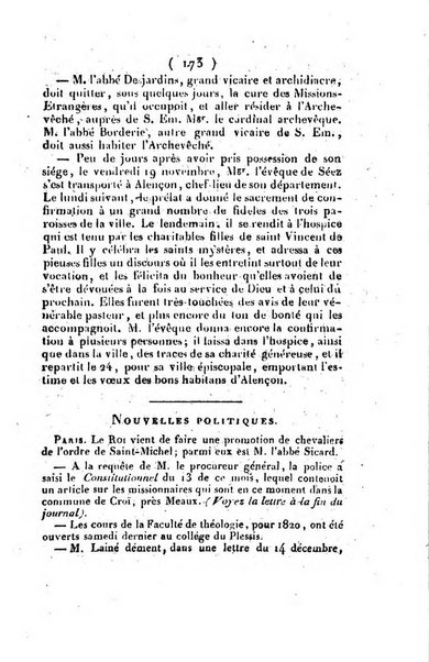 L'ami de la religion et du roi journal ecclesiastique, politique et litteraire