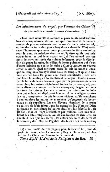 L'ami de la religion et du roi journal ecclesiastique, politique et litteraire